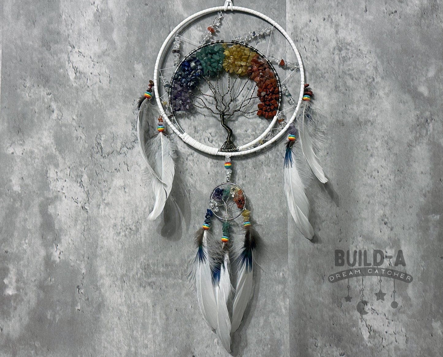 Dream Catcher - White Tree of Life Handmade Traditional Feather Wall Hanging Home Decor Ornament Gift Bedroom (NO.101)