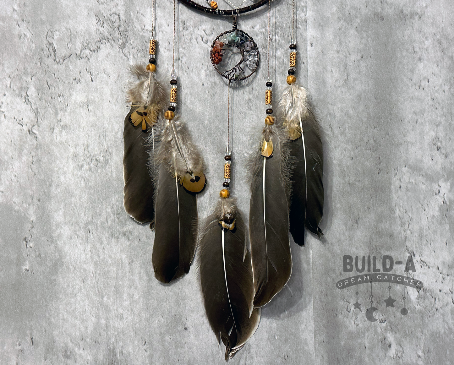 Dream Catcher - Brown Tree of Life Handmade Traditional Feather Wall Hanging Home Decor Ornament Gift Bedroom (NO.11)