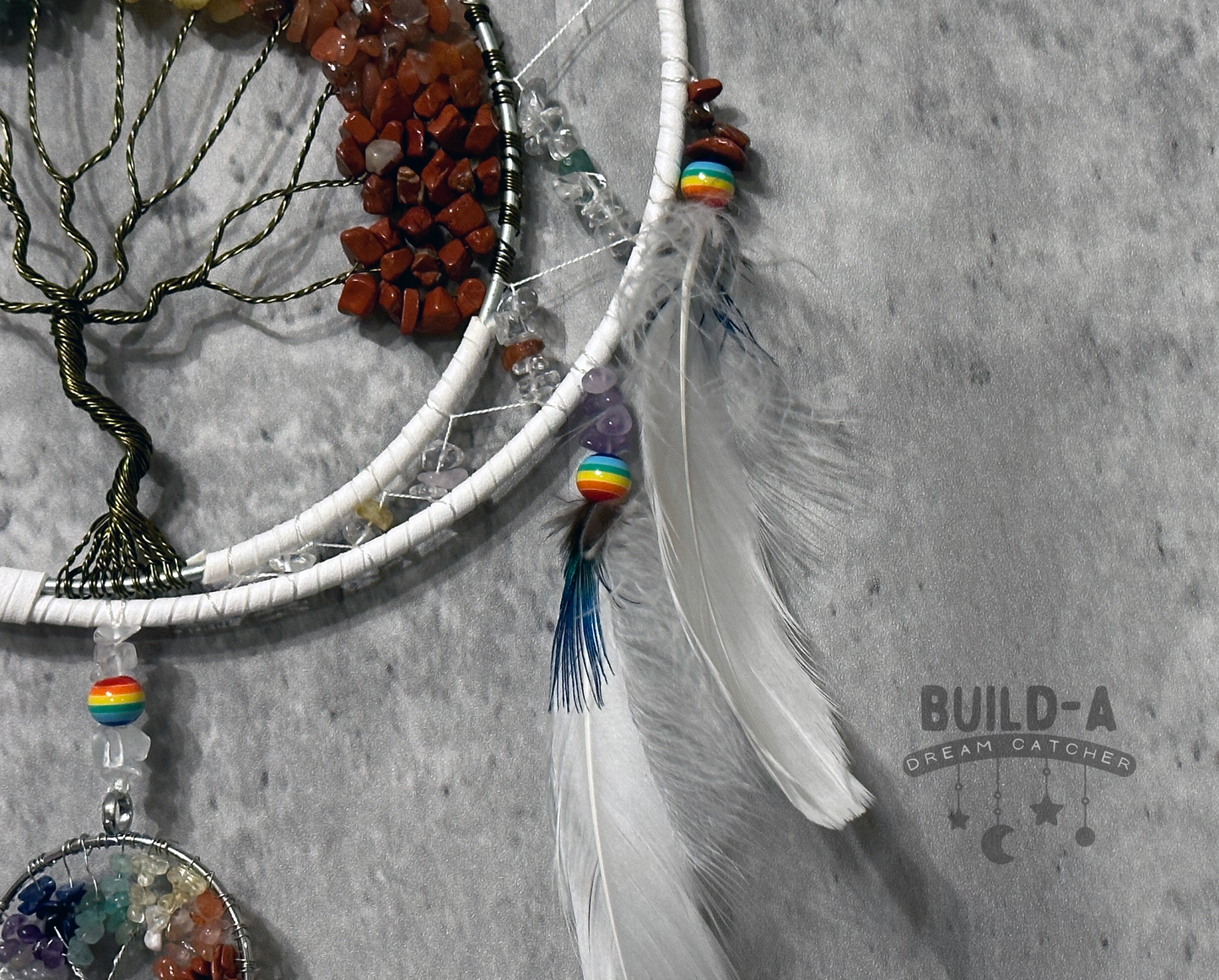 Dream Catcher - White Tree of Life Handmade Traditional Feather Wall Hanging Home Decor Ornament Gift Bedroom (NO.101)